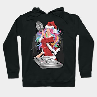 Girl Santa Claus Christmas Dj Party Hoodie